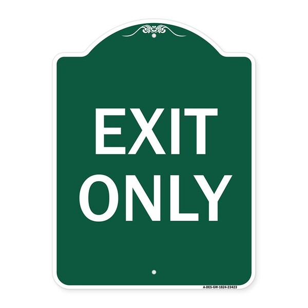 Designer Series Parking Lot Exit Only, Green & White Aluminum Sign, 24" L, 18" H, GW-1824-23423